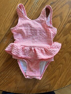 Cat & Jack Pink Gingham Ruffled One-Piece Swimsuit